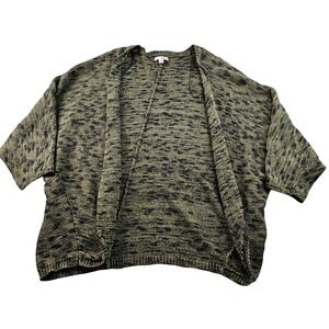 Bongo Cardigan Sweater Womens Large Green‎ Black Speckled Long Sleeve Open Front